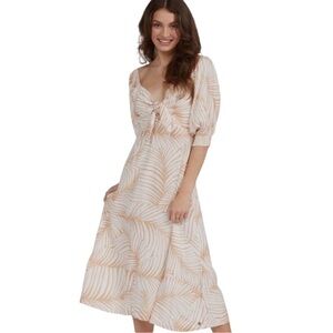 Roxy floral Summer Beach Cream and Tan Women's Dress